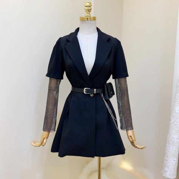 two piece dress mesh gauze sleeves stitching v-neck suit + high waist shorts two-piece, White
two piece dress mesh gauze sleeves stitching v-neck suit + high waist shorts two-piece, White