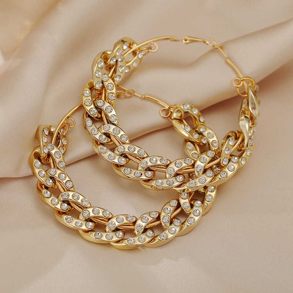 516970101 thick chain inlaid diamond exaggerated personality earrings creative gold earrings, Silver
516970101 thick chain inlaid diamond exaggerated personality earrings creative gold earrings, Silver