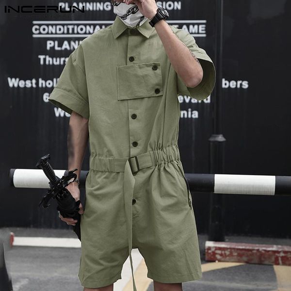 men's shorts men rompers solid color loose lapel short sleeve button jumpsuit streetwear 2021 fashion casual cargo overalls s-5xl, White;black
men's shorts men rompers solid color loose lapel short sleeve button jumpsuit streetwear 2021 fashion casual cargo overalls s-5xl, White;black