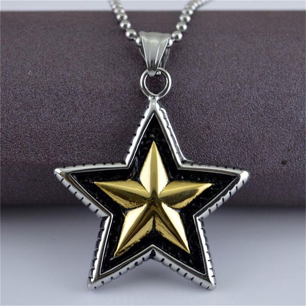 pendant necklaces solid five-star double layers titanium stainless steel retro vintage miltary style necklace for men jewelry, Silver
pendant necklaces solid five-star double layers titanium stainless steel retro vintage miltary style necklace for men jewelry, Silver