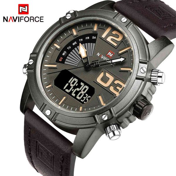 luxury brand naviforce men leather military watches men's quartz analog led digital sport wrist watch relogio masculino 210517, Slivery;brown
luxury brand naviforce men leather military watches men's quartz analog led digital sport wrist watch relogio masculino 210517, Slivery;brown