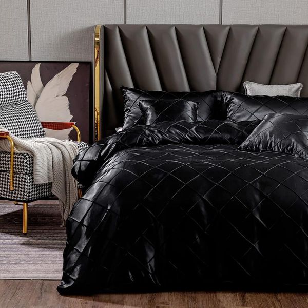 bedding sets solid color black duvet cover set pinch pleat size bedclothes luxury home el for adults
bedding sets solid color black duvet cover set pinch pleat size bedclothes luxury home el for adults