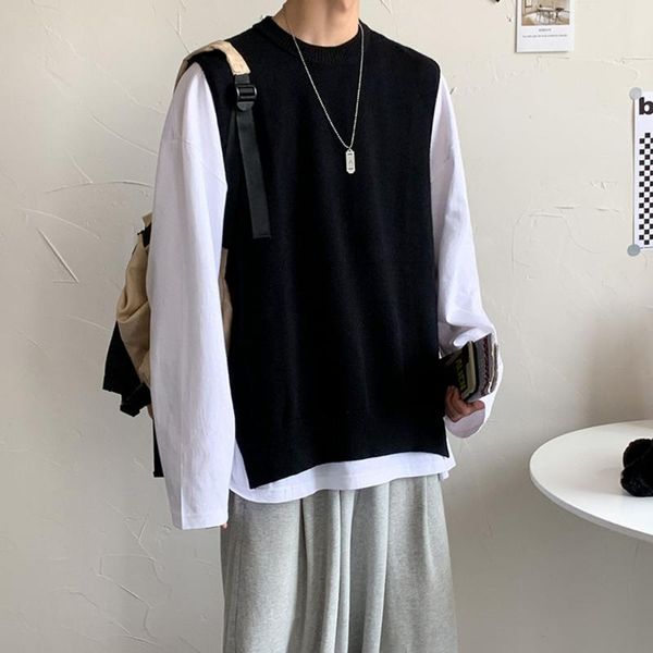 men's vests autumn ins tide brand knit sweater loose vest men wild korean couple trend pure color all match casual style, Black;white
men's vests autumn ins tide brand knit sweater loose vest men wild korean couple trend pure color all match casual style, Black;white