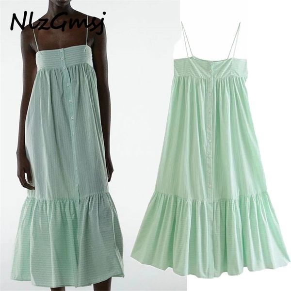 summer dress green striped strap midi women ruffle backless casual e's sundress 04 210628, Black;gray
summer dress green striped strap midi women ruffle backless casual e's sundress 04 210628, Black;gray