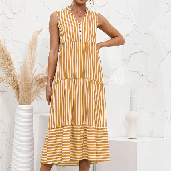 casual dresses women's fashion summer dress sleeveless stripe print v-neck button maxi for women vestido verano mujer, Black;gray
casual dresses women's fashion summer dress sleeveless stripe print v-neck button maxi for women vestido verano mujer, Black;gray