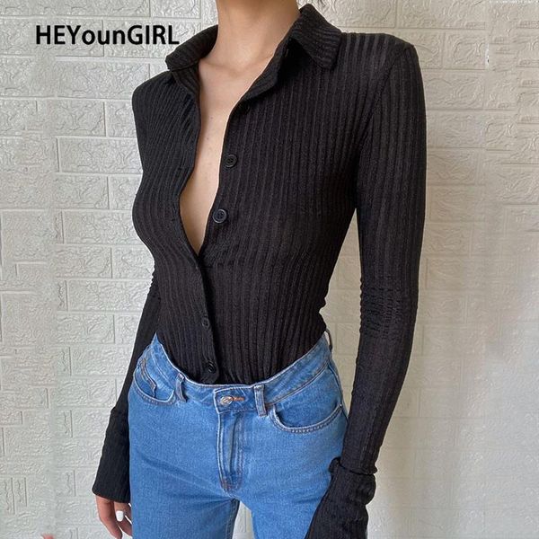 women's t-shirt heyoungirl ribbed button up black long sleeve women autumn basic knit tee shirt femme turn down collar casual t shirts, White
women's t-shirt heyoungirl ribbed button up black long sleeve women autumn basic knit tee shirt femme turn down collar casual t shirts, White