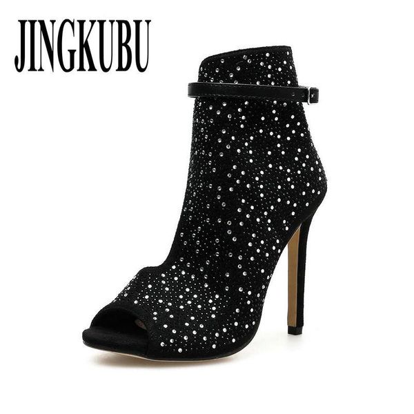 women's crystal sandals ankle straps buckle transparent cover heel pumps ladies party shoes big size 35-42, Black
women's crystal sandals ankle straps buckle transparent cover heel pumps ladies party shoes big size 35-42, Black