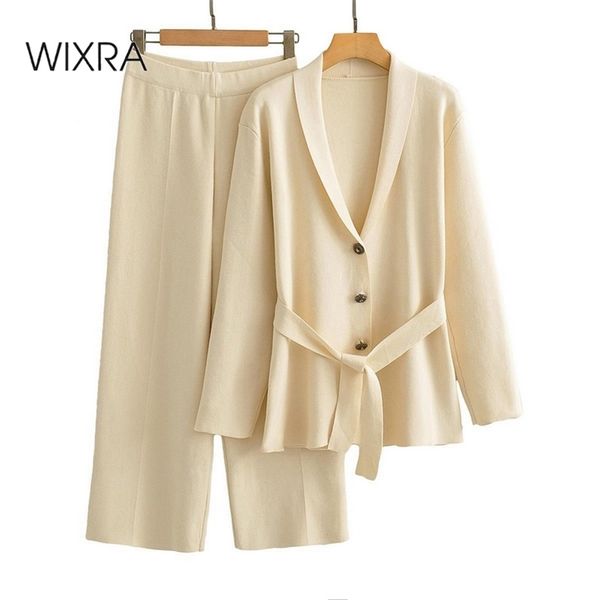 wixra womens knitted sets turn down collar sashes +elastic waist wide-leg pants 2 pieces suits autumn spring ol costume 210419, White
wixra womens knitted sets turn down collar sashes +elastic waist wide-leg pants 2 pieces suits autumn spring ol costume 210419, White