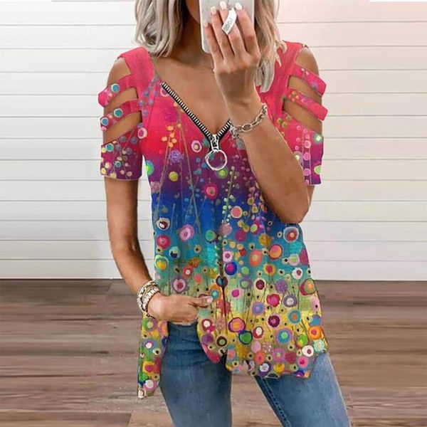 women's blouses & shirts summer blouse fashion v-neck zipper short-sleeved folding casual and comfortable fit all-match solid femme top, White
women's blouses & shirts summer blouse fashion v-neck zipper short-sleeved folding casual and comfortable fit all-match solid femme top, White