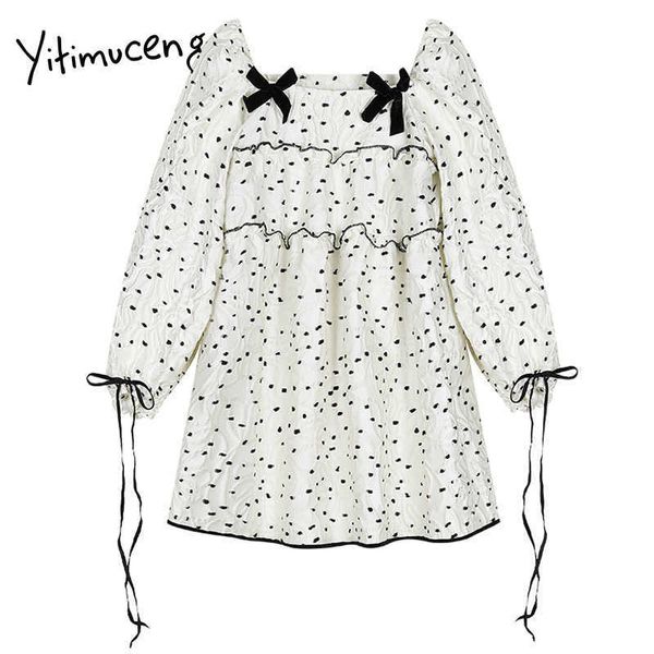 yitimuceng dot bow sweet women dress mini a-line white spring long sleeve slash neck high waist clothing office lady 210601, Black;gray
yitimuceng dot bow sweet women dress mini a-line white spring long sleeve slash neck high waist clothing office lady 210601, Black;gray