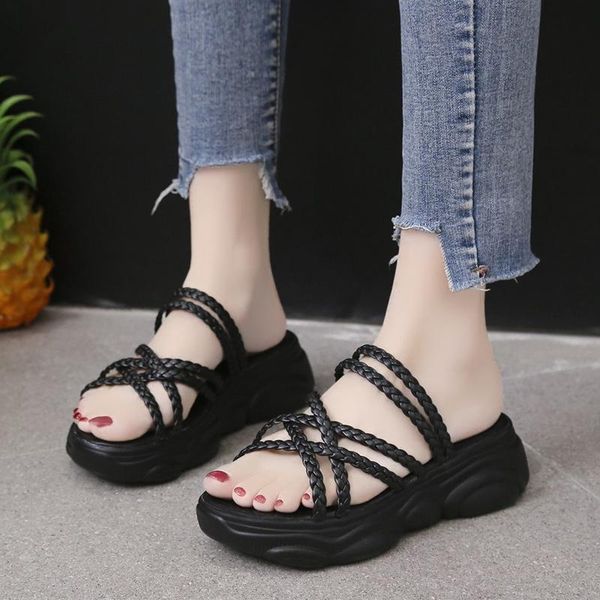 slippers rimocy 2021 women weave platform fashion cross straps wedge sandals summer beach shoes woman comfortable slides, Black
slippers rimocy 2021 women weave platform fashion cross straps wedge sandals summer beach shoes woman comfortable slides, Black