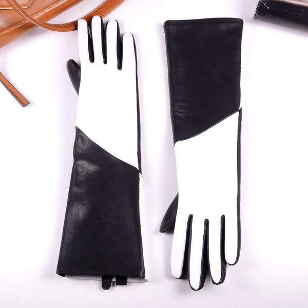 five fingers gloves 40cm women' ladies real leather fashion color blocking party evening opera/long mid-long, Blue;gray
five fingers gloves 40cm women' ladies real leather fashion color blocking party evening opera/long mid-long, Blue;gray