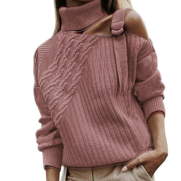 women's sweaters casual lady solid knitted jumpers women hollow long sleeve twist fashion turtleneck side off shoulder sweater, White;black
women's sweaters casual lady solid knitted jumpers women hollow long sleeve twist fashion turtleneck side off shoulder sweater, White;black