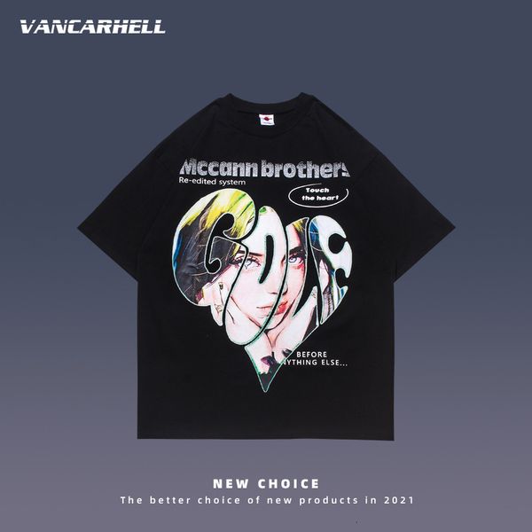 tee polo sleeve t-shirt men's high street dark wind two dimensional animation and wo loose round neck pullover lovers' summer, White;black 
tee polo sleeve t-shirt men's high street dark wind two dimensional animation and wo loose round neck pullover lovers' summer, White;black