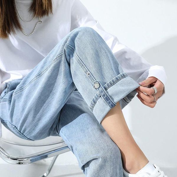 women's jeans woman pants curling straight loose high waist light color revers cropped pantalones vaqueros mujer, Blue
women's jeans woman pants curling straight loose high waist light color revers cropped pantalones vaqueros mujer, Blue