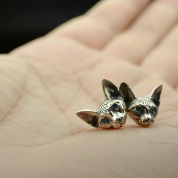 stud vintage silver plated sphink cat earrings for men women punk gothic cool fashion jewelry gifts, Golden;silver
stud vintage silver plated sphink cat earrings for men women punk gothic cool fashion jewelry gifts, Golden;silver