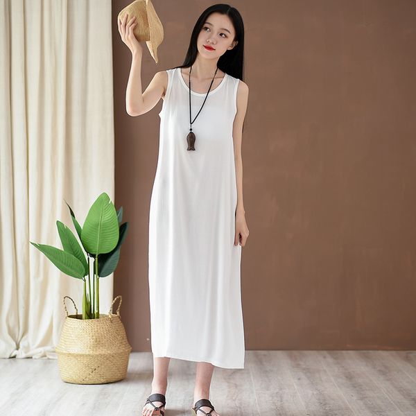 johnature women summer tanks dress casual cotton summer sleeveless o-neck solid color women cloths soft dress 210521, Black;gray
johnature women summer tanks dress casual cotton summer sleeveless o-neck solid color women cloths soft dress 210521, Black;gray