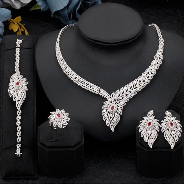 earrings & necklace luxury 4pcs wedding jewelry colourful zirconia rhodium plated earring for women bridal set bijoux, Silver
earrings & necklace luxury 4pcs wedding jewelry colourful zirconia rhodium plated earring for women bridal set bijoux, Silver