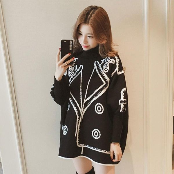 women's sweaters autumn and winter fashion hedging mid-length long-sleeved turtleneck sweater women korean loose cloak knitted jacket, White;black
women's sweaters autumn and winter fashion hedging mid-length long-sleeved turtleneck sweater women korean loose cloak knitted jacket, White;black