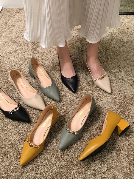 dress shoes women's pumps 2021 autumn with pointed leather thick professional work, Black
dress shoes women's pumps 2021 autumn with pointed leather thick professional work, Black