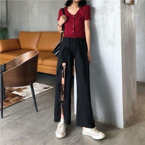 women's pants & capris bow casual wide leg summer 2021 european and american personality bandage straight split high waist, Black;white
women's pants & capris bow casual wide leg summer 2021 european and american personality bandage straight split high waist, Black;white