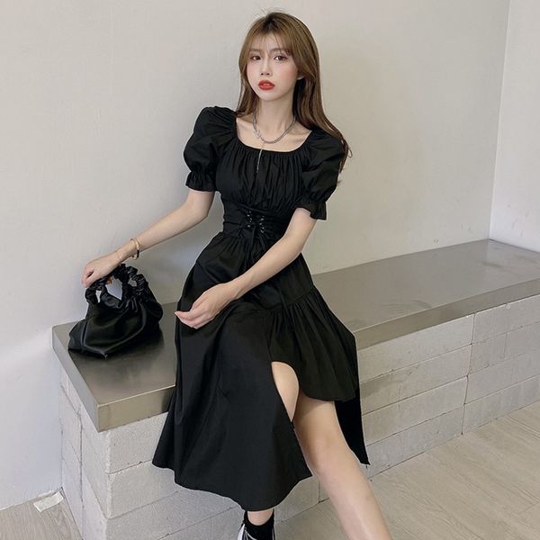 llzacoosh women's summer square collar puff sleeve lace up slim casual draped irregular midi dresses vestidos 210514, Black;gray
llzacoosh women's summer square collar puff sleeve lace up slim casual draped irregular midi dresses vestidos 210514, Black;gray