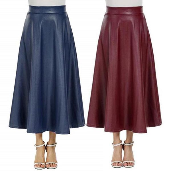 skirts fashion women solid color faux leather high waist zipper large swing long skirt a lady's waisted with pleated, Black
skirts fashion women solid color faux leather high waist zipper large swing long skirt a lady's waisted with pleated, Black