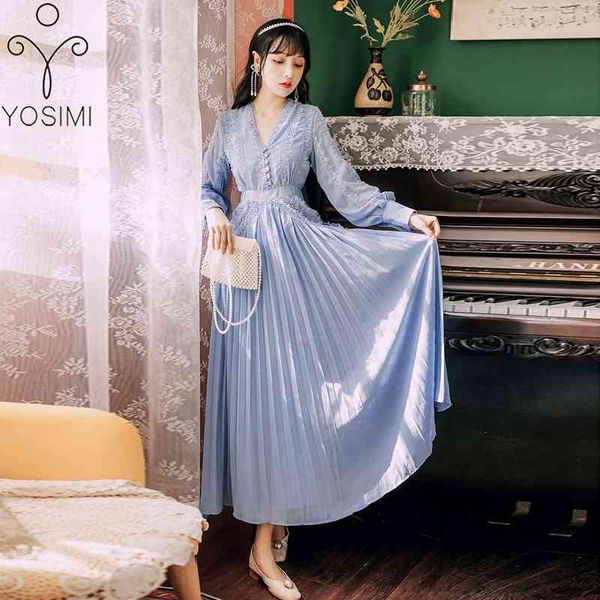 yosimi blue lace women dress autumn v-neck lantern sleeve ankle-length pleated long evening party dresses chiffon 210604, Black;gray
yosimi blue lace women dress autumn v-neck lantern sleeve ankle-length pleated long evening party dresses chiffon 210604, Black;gray