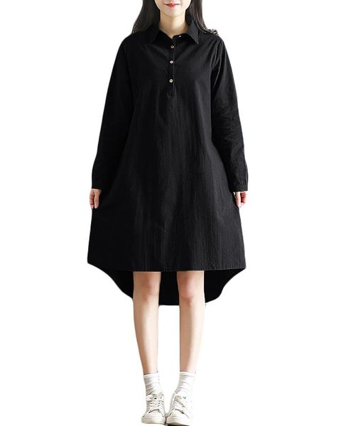 casual dresses women fashion plus size long cotton dress turn-down collar button hi low hem sleeves robe loose blouse shirts, Black;gray
casual dresses women fashion plus size long cotton dress turn-down collar button hi low hem sleeves robe loose blouse shirts, Black;gray