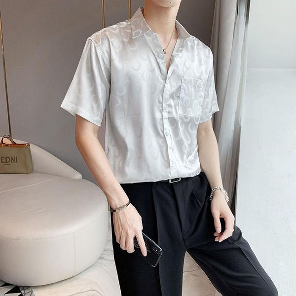 moon print short-sleeved british style black white retro shirt camisetas masculina man men summer men's casual shirts, White;black
moon print short-sleeved british style black white retro shirt camisetas masculina man men summer men's casual shirts, White;black