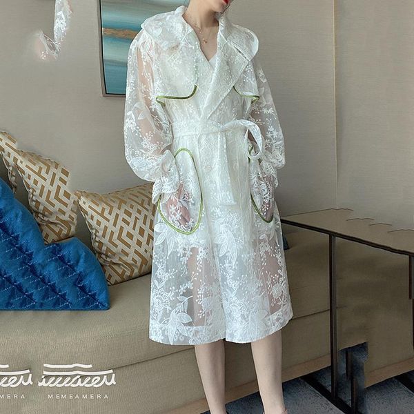women's trench coats double-breasted thin lace windbreaker 2021 spring white hooded embroidery fashion lantern sleeve mid-length jacket, Tan;black
women's trench coats double-breasted thin lace windbreaker 2021 spring white hooded embroidery fashion lantern sleeve mid-length jacket, Tan;black
