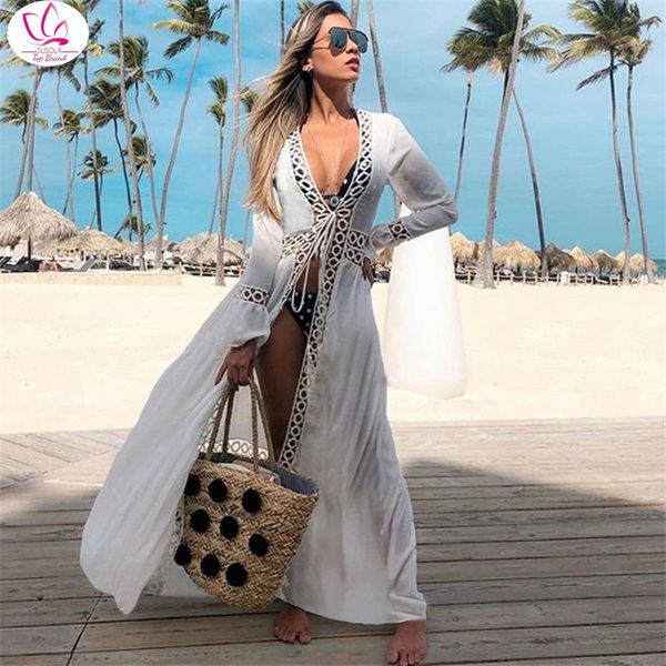 crochet white knitted beach cover up dress tunic long pareos bikinis ups swim robe plage beachwear women's swimwear, White;black
crochet white knitted beach cover up dress tunic long pareos bikinis ups swim robe plage beachwear women's swimwear, White;black