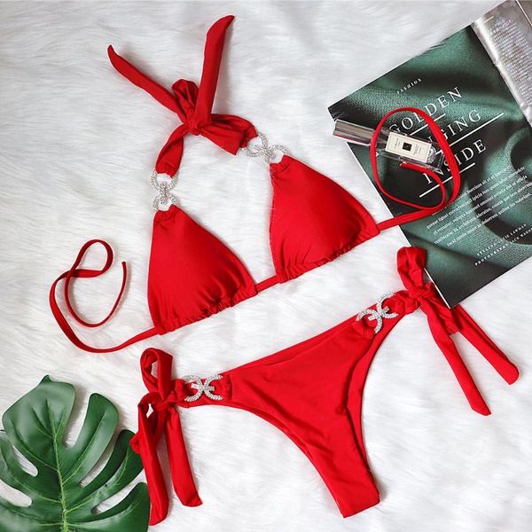 women's swimwear rhinestones bikin 2021 mujer women solid red bandage cross diamond thong swinsuit summer bathing suit biquini, White;black
women's swimwear rhinestones bikin 2021 mujer women solid red bandage cross diamond thong swinsuit summer bathing suit biquini, White;black