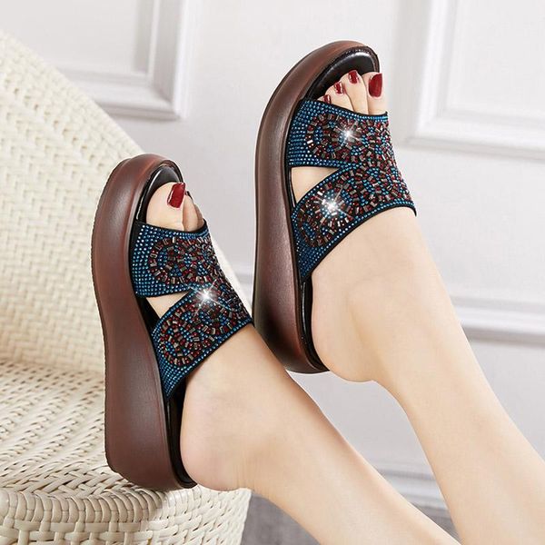 slippers genuine leather wedges middle-aged lady shoes sequins outside female comfortable womens andals, Black
slippers genuine leather wedges middle-aged lady shoes sequins outside female comfortable womens andals, Black