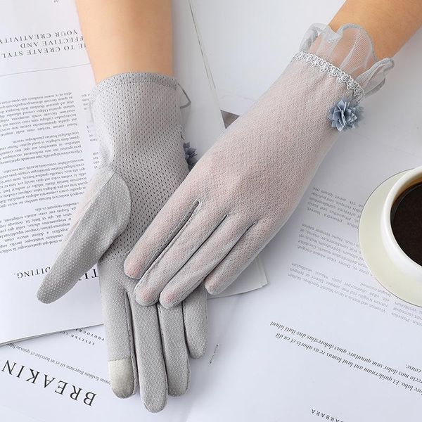 five fingers gloves summer sunscreen touch screen driving cotton cycling non-slip women' elegant lace wrist fabric, Blue;gray
five fingers gloves summer sunscreen touch screen driving cotton cycling non-slip women' elegant lace wrist fabric, Blue;gray