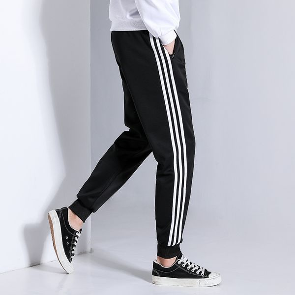 new large casual sports slim men's harlem three white bars fashion running pants, Black
new large casual sports slim men's harlem three white bars fashion running pants, Black