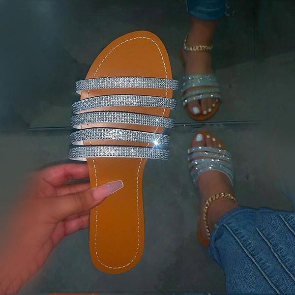 fashion striped rhinestone women slides summer outdoor leisure rubber soled slippers ladies flat heel flip flops, Black
fashion striped rhinestone women slides summer outdoor leisure rubber soled slippers ladies flat heel flip flops, Black