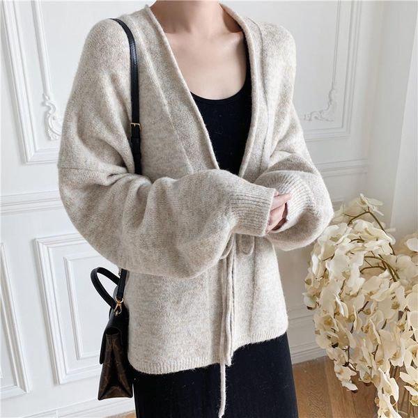 women's knits & tees early spring and autumn gentle design lace up loose short knitted sweater cardigan coat women, White
women's knits & tees early spring and autumn gentle design lace up loose short knitted sweater cardigan coat women, White