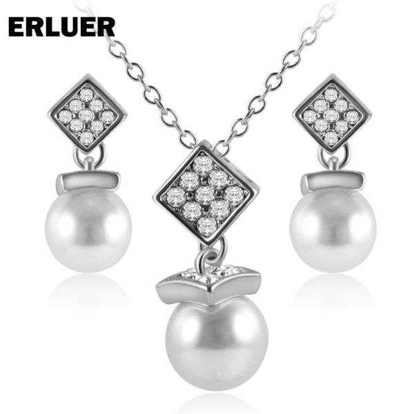 earrings & necklace erluer jewelry sets women rose gold color fashion wedding crystal simulated-pearl charm set brand jewellery, Silver
earrings & necklace erluer jewelry sets women rose gold color fashion wedding crystal simulated-pearl charm set brand jewellery, Silver