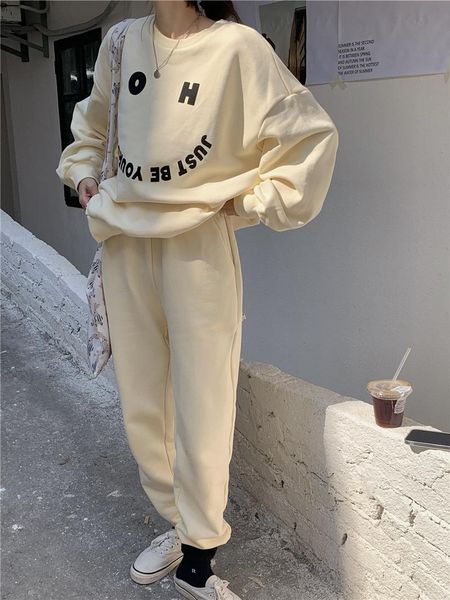 women's two piece pants casual oversized two-piece set autumn loose o-neck letter pullover and carrot jogging sportswear suit, White
women's two piece pants casual oversized two-piece set autumn loose o-neck letter pullover and carrot jogging sportswear suit, White