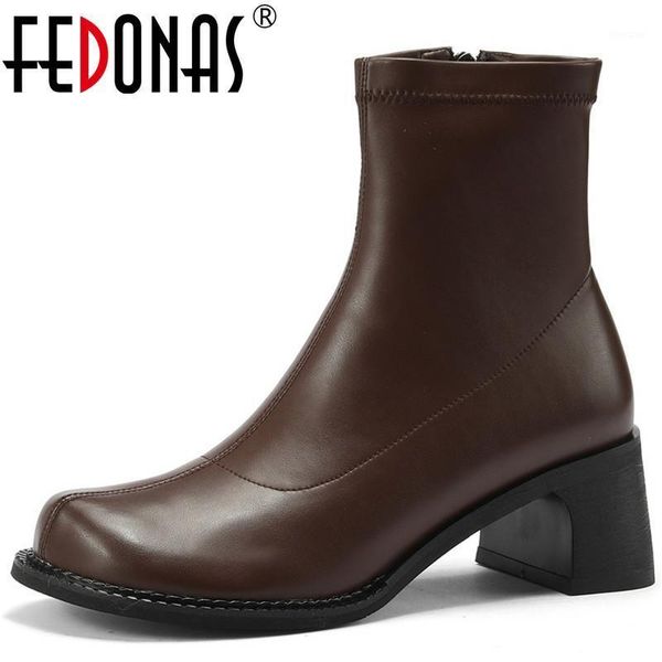 boots fedonas round toe ankle for women brown genuine leather side zipper thick heels shoes woman party basic winter1, Black
boots fedonas round toe ankle for women brown genuine leather side zipper thick heels shoes woman party basic winter1, Black