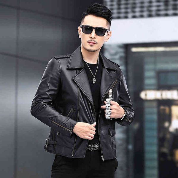 haining layer calf leather straight hem casual men's zipper long korean suit collar leather men's coat, Black
haining layer calf leather straight hem casual men's zipper long korean suit collar leather men's coat, Black