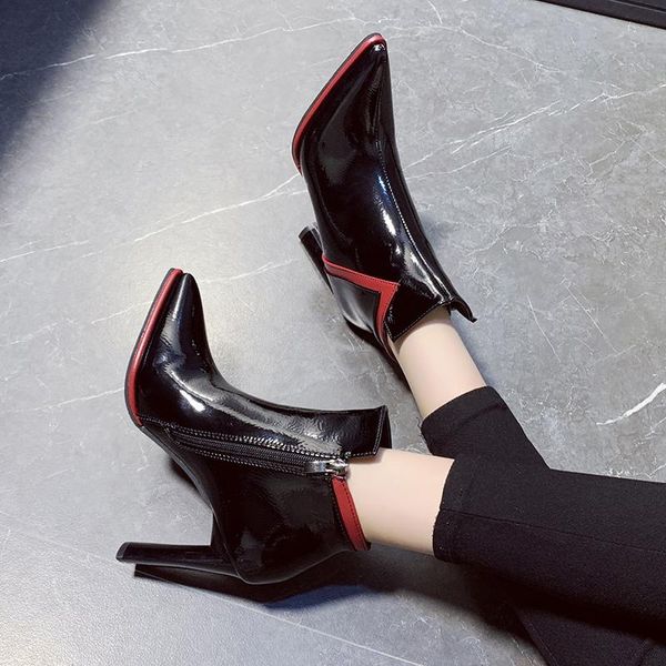 2021 rimocy fashion patent leather super high heels ankle boots women winter warm plush botas woman solid simple zapatos de mujer 1, Black
2021 rimocy fashion patent leather super high heels ankle boots women winter warm plush botas woman solid simple zapatos de mujer 1, Black