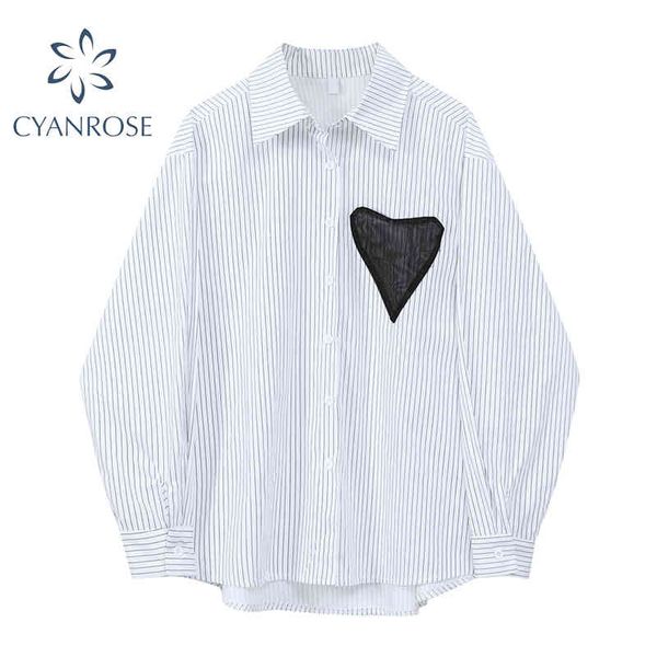 boyfriend striped blouse women spliced mesh love pattern design oversized shirt female long sleeve lapel basic blusas 210417, White
boyfriend striped blouse women spliced mesh love pattern design oversized shirt female long sleeve lapel basic blusas 210417, White
