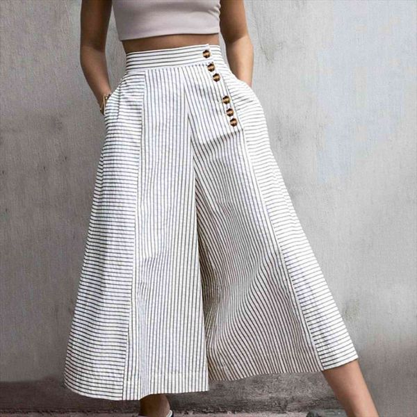 fashion womenhigh waist striped women capris autumn retro work wide leg trousers casual buttons loose elegant party, Black;white
fashion womenhigh waist striped women capris autumn retro work wide leg trousers casual buttons loose elegant party, Black;white