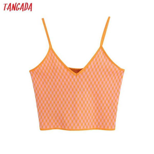 tangada women plaid pattern knit camis crop spaghetti strap sleeveless backless short shirts female be945 210609, White
tangada women plaid pattern knit camis crop spaghetti strap sleeveless backless short shirts female be945 210609, White