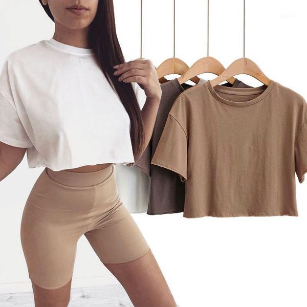women's t-shirt 2021 summer crop t shirt solid color short sleeve loose o neck tees for women ladies streetwear casual tshirt, White
women's t-shirt 2021 summer crop t shirt solid color short sleeve loose o neck tees for women ladies streetwear casual tshirt, White