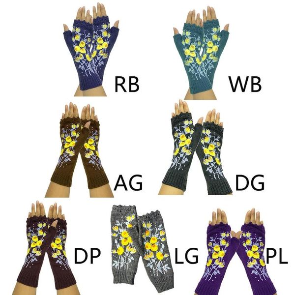 five fingers gloves women knit lengthen fingerless yellow floral embroidery texting mittens 28tf, Blue;gray
five fingers gloves women knit lengthen fingerless yellow floral embroidery texting mittens 28tf, Blue;gray