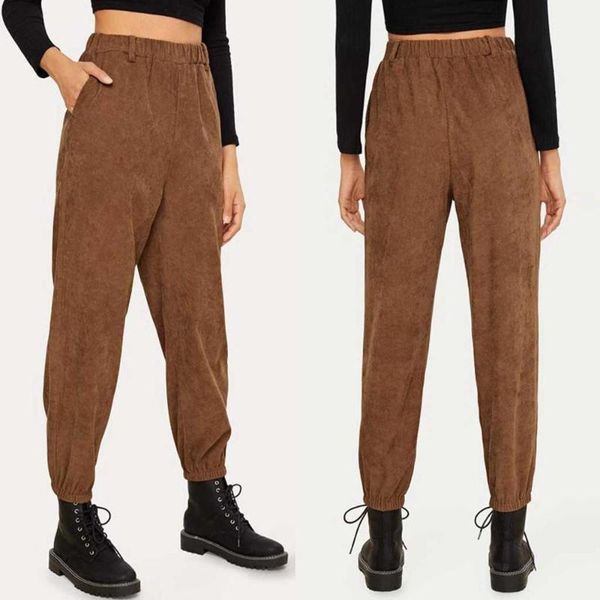 women trousers fashion solid color corduroy elastic sport pants casual loose pencil pant long female women's & capris, Black;white
women trousers fashion solid color corduroy elastic sport pants casual loose pencil pant long female women's & capris, Black;white