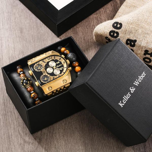 wristwatches noble and luxurious men's watch set exquisite black dial three time zones high-quality gold steel belt is the gift for men, Slivery;brown
wristwatches noble and luxurious men's watch set exquisite black dial three time zones high-quality gold steel belt is the gift for men, Slivery;brown